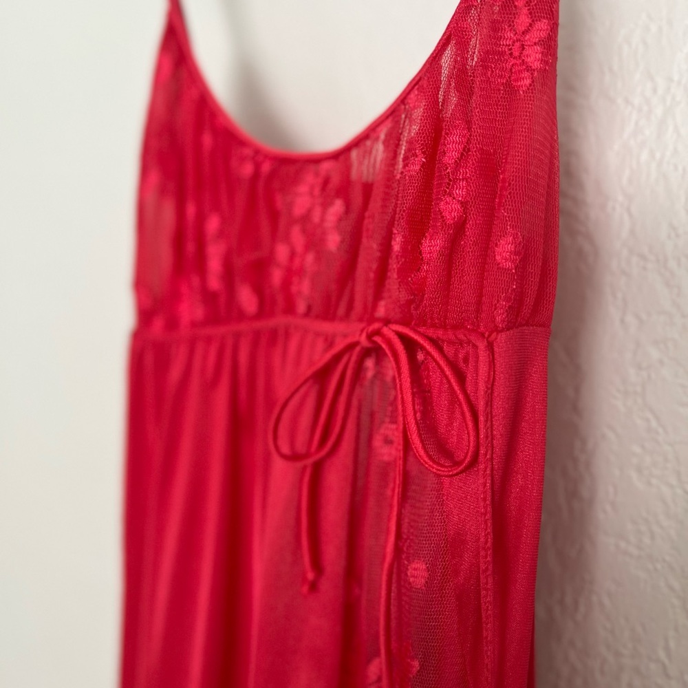 Vintage Red Grecian Style 1960s Long Nightie